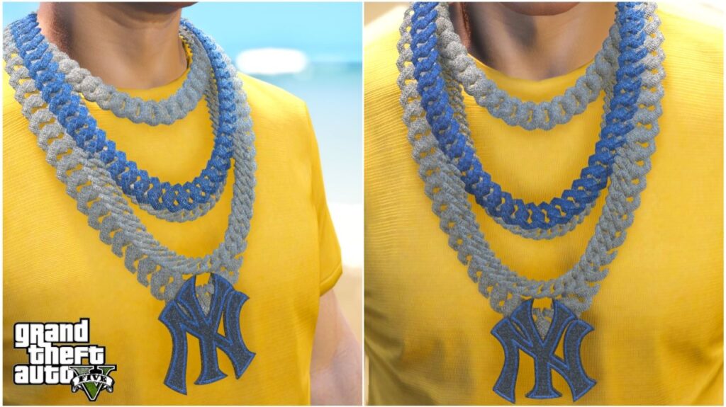 GTA 5 Chain Mods : Cuban Chain-6 Multi Layers with NYC pendant for MP ...