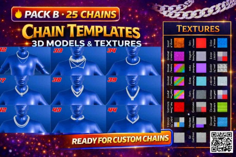 3D Chain Templates for FiveM – 25 Models + 50 Textures Pack