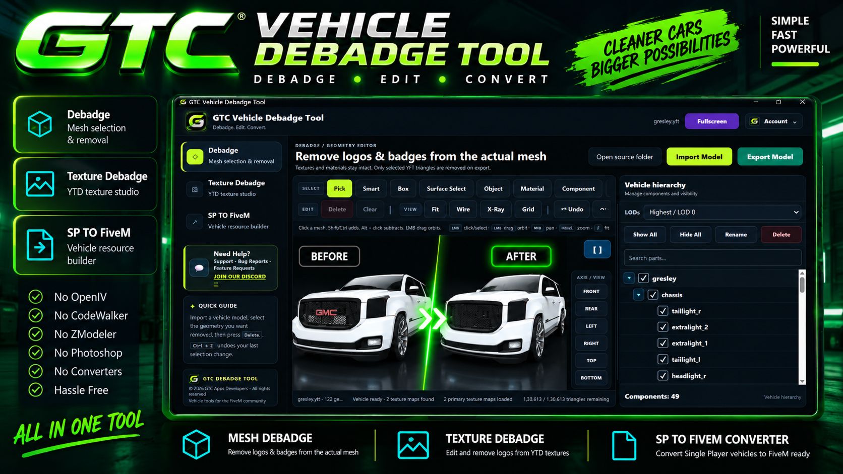 GTC FiveM Vehicle Debadge Tool