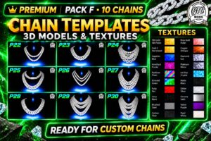 3D Chain Templates Pack F for FiveM -10 Chains & 50+Textures